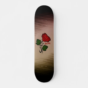 Skate Red Rose on Black with Name