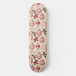 Skate Red Toile Chinoiserie Christmas Ornaments