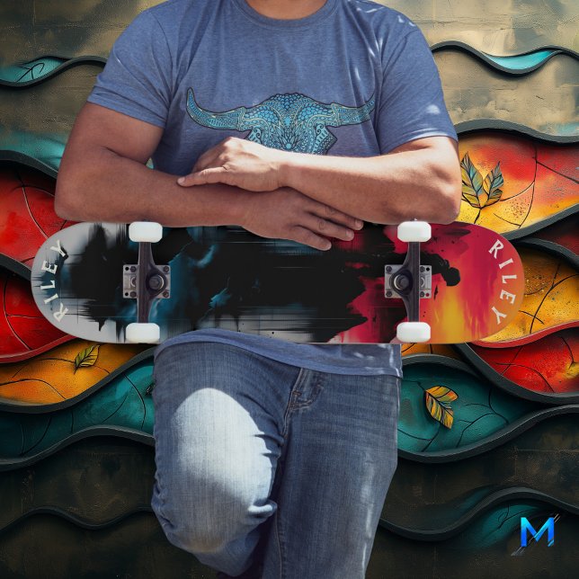Skate Reflexão de Montanha Surreal - design de Mistura N (Criador carregado)