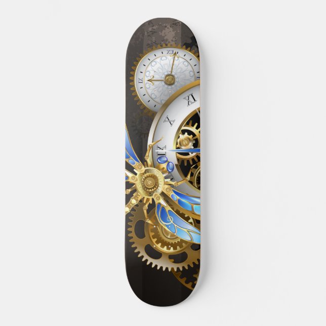 Skate Relógio Steampunk com Dragonfly Mecânica (Frente)