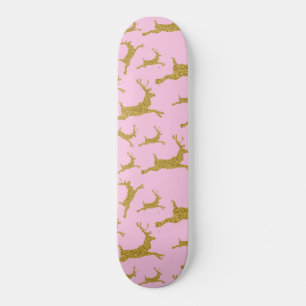 Skate Rena Dourada Feliz Natal Xmas Rosa Meninas
