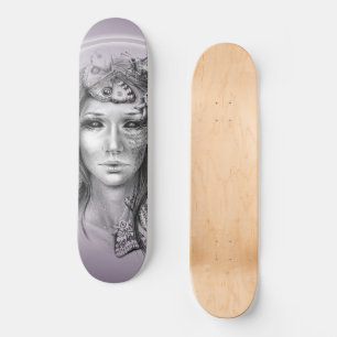 Skate Retrato de Mulher com Mariposas Arte de Fantasia S