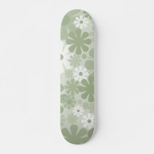 Skate Retro 60s 70s Aestésico Padrão Floral Verde