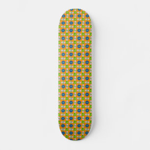Skate Retro - Art Deco Blumen auf Orange