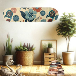 Skate Retro Floral Motif Vintage Pattern Monogram Trendy