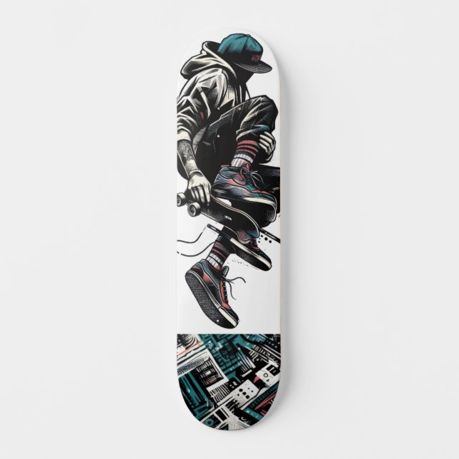 Skate Retro-Futurista de Arte de Rua Tech 23 (Frente)