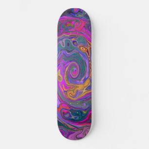 Skate Retro Magenta, Green and Orange Abstract Swirl
