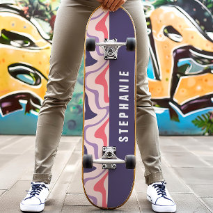 Skate Retro-moderno Abstrato Marble, Retro-roxo, rosa, r