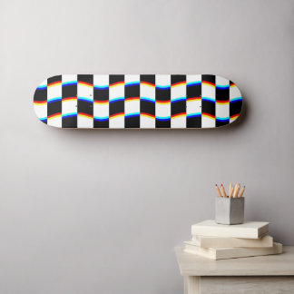 Skate Retro Preto Branco 3D Abberação Xadrez