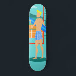 skate Retro Surfer Duo<br><div class="desc">Todos os dias podem ser um dia na praia com este skate Retro Surfer Dude. Ao estilo de 1960, design de arte minimalista apresenta um cara louro, loiro e surfista solto pronto para pegar uma onda. Nosso surfista ajustado está olhando para o oceano através das portas de vidro deslizantes de...</div>