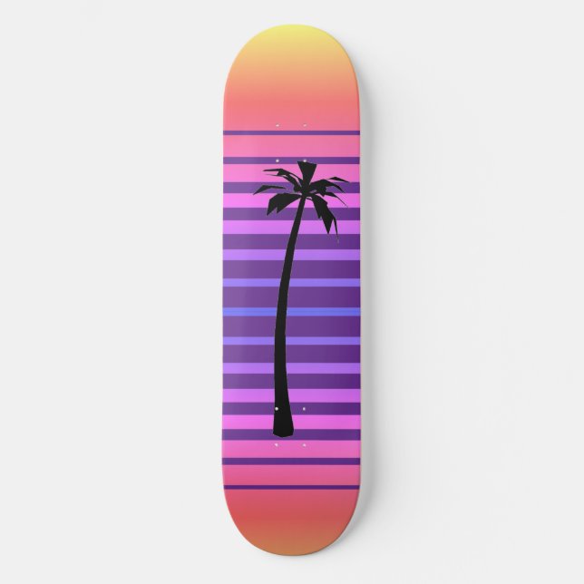 Skate Retro Synthwave com Palm Tree (Frente)