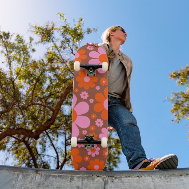 Skate Retro Vintage 70s Floral Personalizado (Ao ar livre 1)