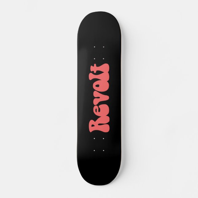 Skate Revolta - Rosa tropical em preto (Frente)