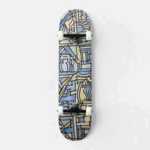 Skate Ritmo Na Arte Geométrica Azul-Moderna