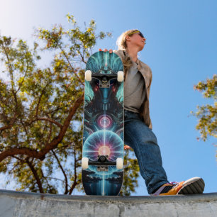 Skate Robô Futurista Núcleo Cósmico Cyberpunk