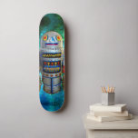 Skate Robô na Vintage Galáxia Verde Azul Legal<br><div class="desc">Prepare-se para abraçar suas fantasias internas de ficção científica quando você sair às ruas com esta ilustração fofa de robô de metal vintage, contra um céu de galáxia azul-turquesa. Faz uma declaração legal e divertida toda vez que você surf o pavimento. Faz um presente de excelente para alguém especial (ou...</div>