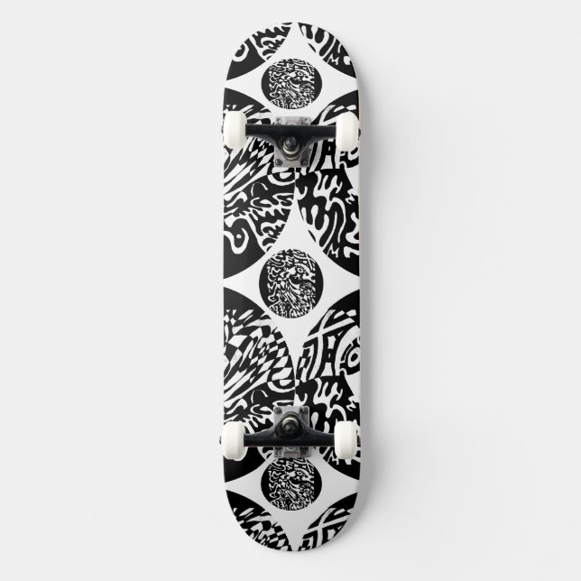 Skate "Robot Dreams" Arte Abstrato B&W (Frente)