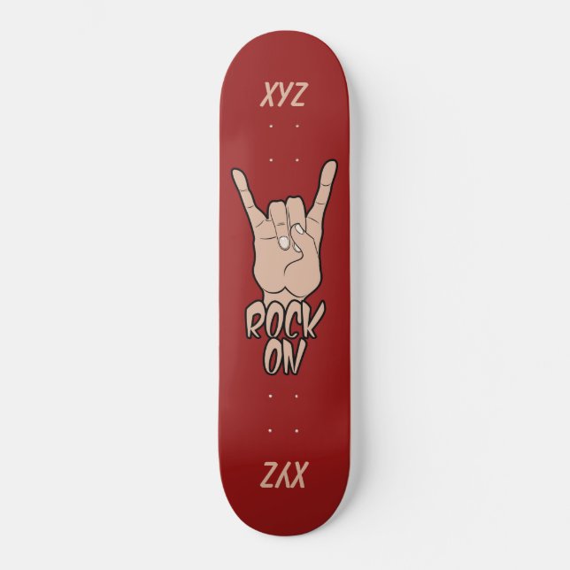 Skate ROCK ON pranchetas de monograma personalizadas (Frente)