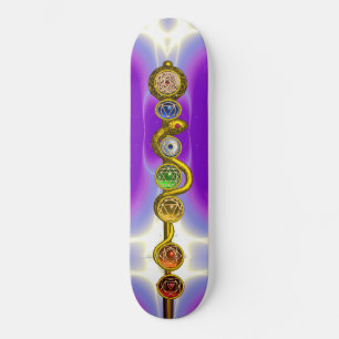 SKATE ROD OF ASCLEPIUS WITH 7 CHAKRAS ,SPIRITUAL ENERGY