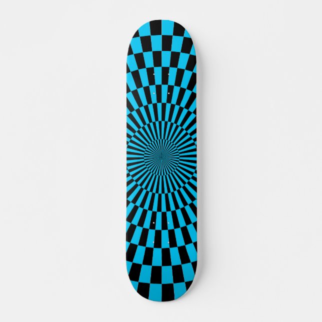 Skate Roda de Arte Op - Azul-Céu e Preto (Frente)