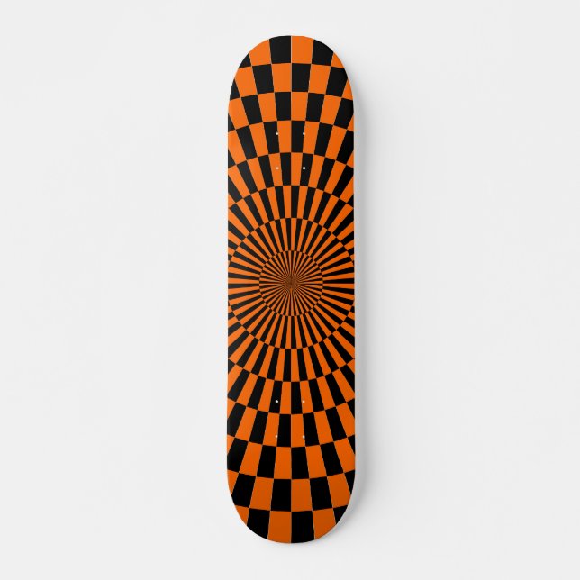 Skate Roda de Arte Op - Laranja e Preto (Frente)
