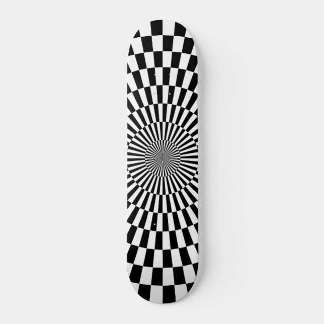 Skate Roda de Arte Op - Preto e Branco (Frente)