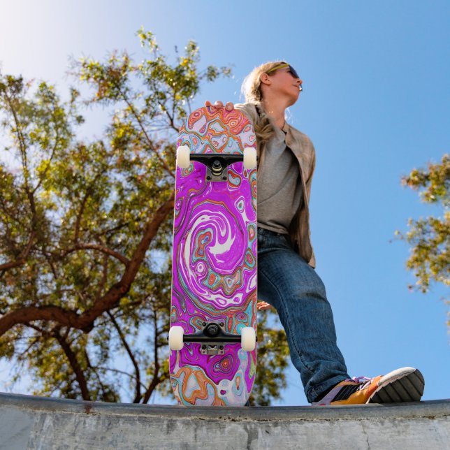 Skate Rodovalho Abstrato da Groovy Roxo e Laranja (Ao ar livre 1)