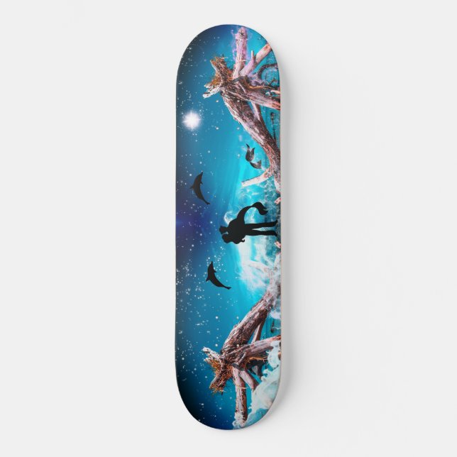 Skate Romântica Fantasia Mítica Sereia Marinha Arte Oceâ (Frente)