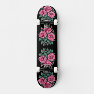 Skate Rosa Cor-de-Rosa Flores Fofas