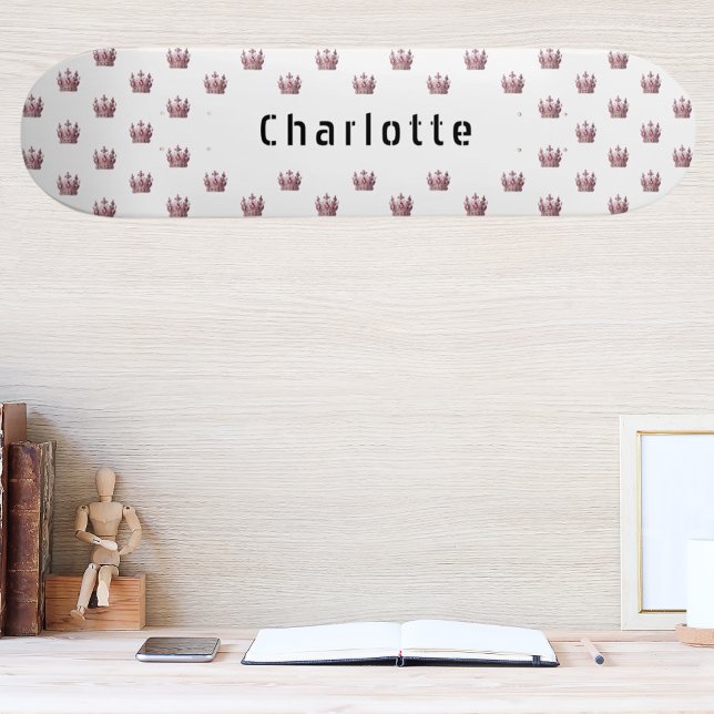 Skate Rosa dourado rainha rosa coroa branca (Criador carregado)