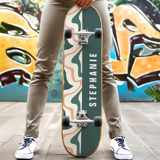 Skate Rosa E Verde Retro Moderno Abstrato Redemoinho De