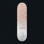 Skate Rosa gold glitter ombre marble chic adicione seu n<br><div class="desc">Rosa dourado glitter ombre white marble chic adicione seu nome,  monograma</div>