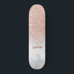 Skate Rosa gold glitter ombre marble chic adicione seu n<br><div class="desc">Rosa dourado glitter ombre white marble chic adicione seu nome,  monograma</div>