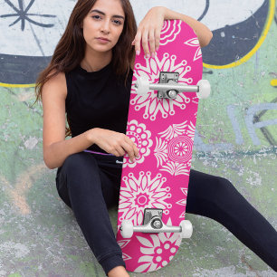 Skate Rosa Moderna Girly Abstrato Trendy Legal Floral