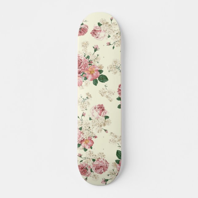 Skate Rosa na Amarelo Vintage Floral (Frente)