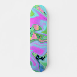 Skate Rosa Retro e Arte Líquida Azul Claro em Hortênsia