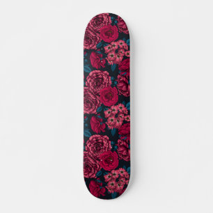 Skate Rosas cor-de-rosa, vermelha e bi-colorida com folh