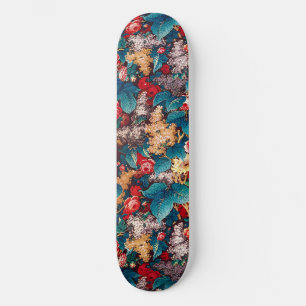 Skate Rosas vermelhas de vindima e padrão floral lilás