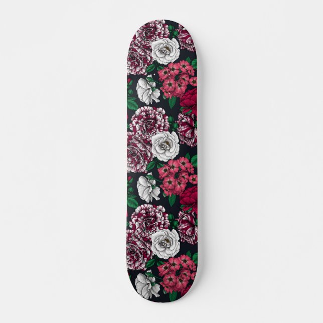 Skate Rosas vermelhos, brancos e bicolores com folhas ve (Frente)