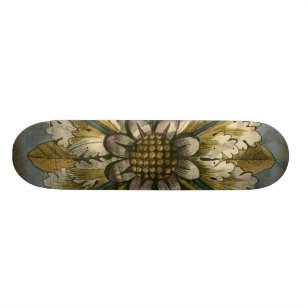 Skate Rosetas de Demarcação Decorativa no Fundo das Cinz