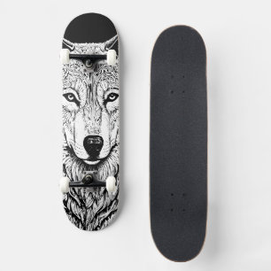 Skate Rosto de Lobo Preto e Branco Legal