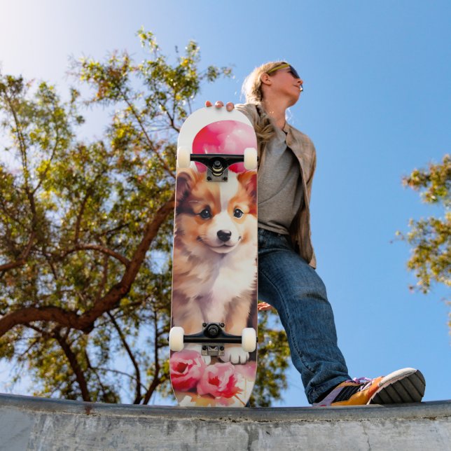 Skate Rosy Puppy Love Watercolor (Ao ar livre 1)