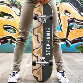 Skate Roxo Dourado Preto Retrô Moderno Abstrato Mármore 