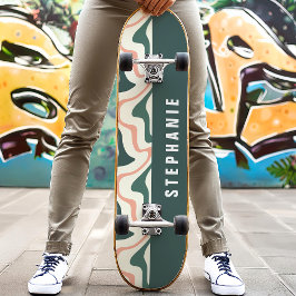 Skate Roxo e Verde Abstrato Moderno Retro Mármore Espira
