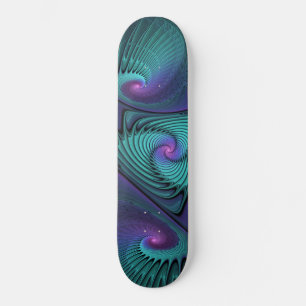 Skate Roxo encontra Arte Fractal abstrato Turquesa moder