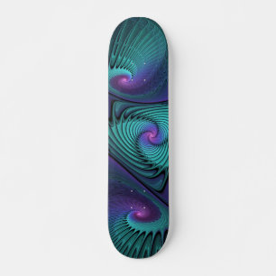 Skate Roxo encontra Arte Fractal abstrato Turquesa moder