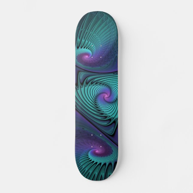 Skate Roxo encontra Arte Fractal abstrato Turquesa moder (Frente)