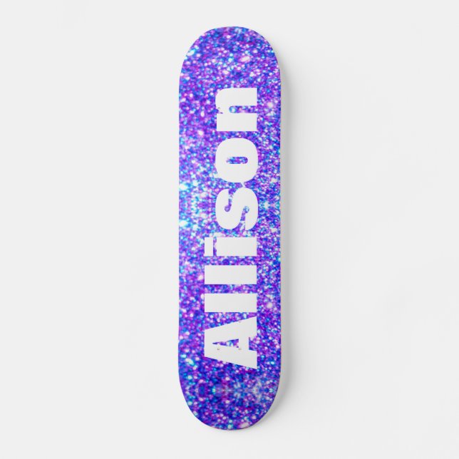 Skate Roxo Faux Glitter Personalizado Girls (Frente)
