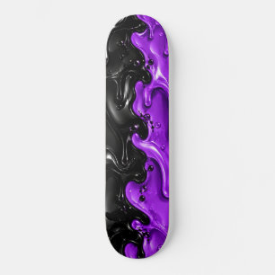 Skate Roxo Neon Preto Slime Gotejando Derretendo Brilhan