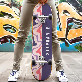 Skate Roxo Púrpura Redemoinho de Mármore Abstrato Modern